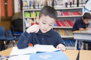 young elementary chicago public education student reading book